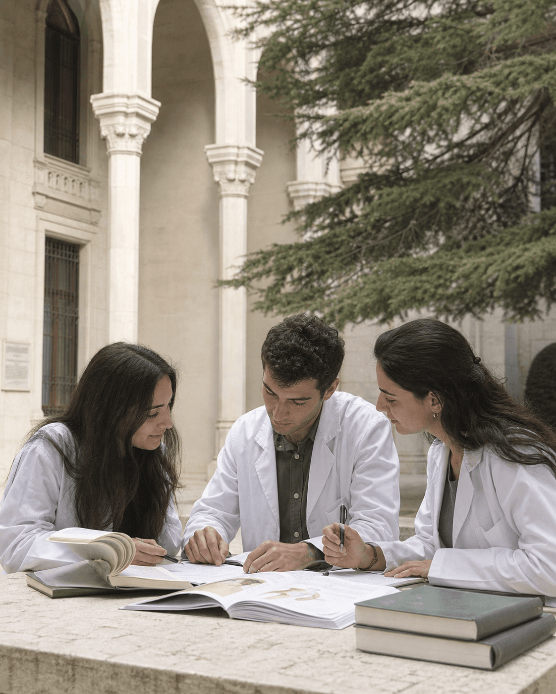 Medical students collaborating